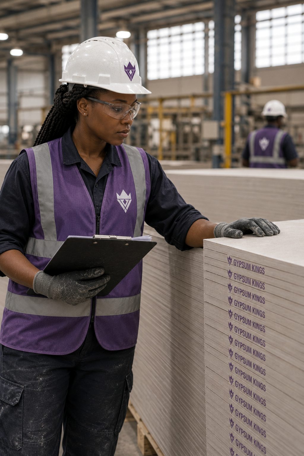 Quality check — counting and inspecting finished boards in the warehouse